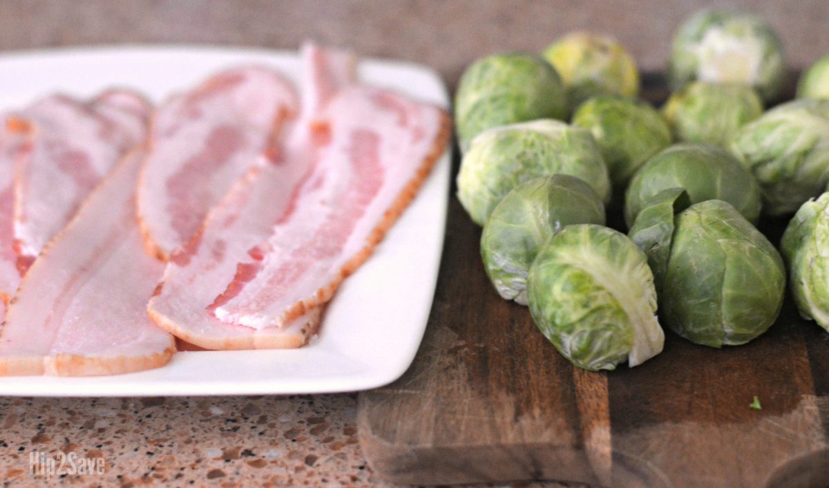 keto baconand brussels sprouts on counter 