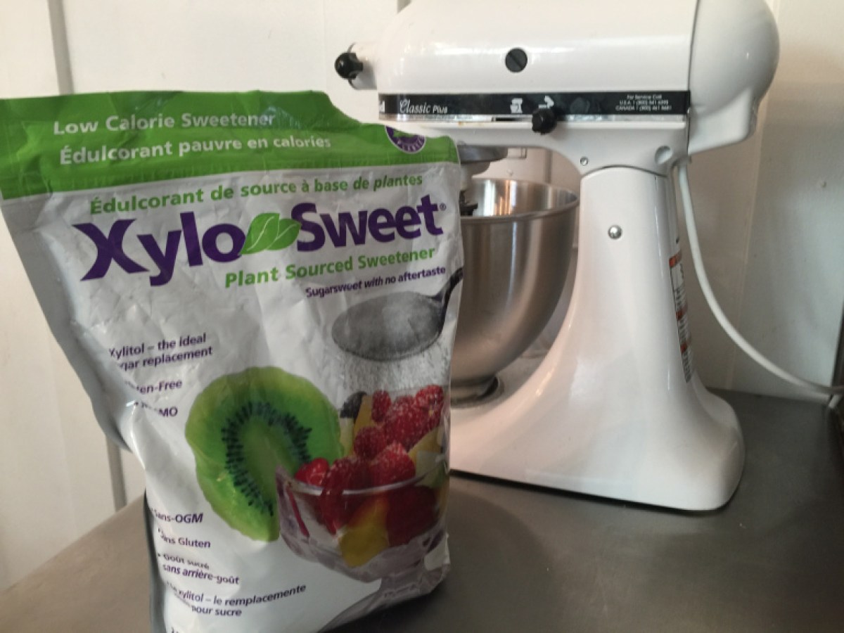 Xylo Sweet sweetener in front of Kitchen Aid mixer