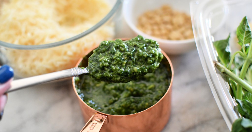 cup of homemade pesto