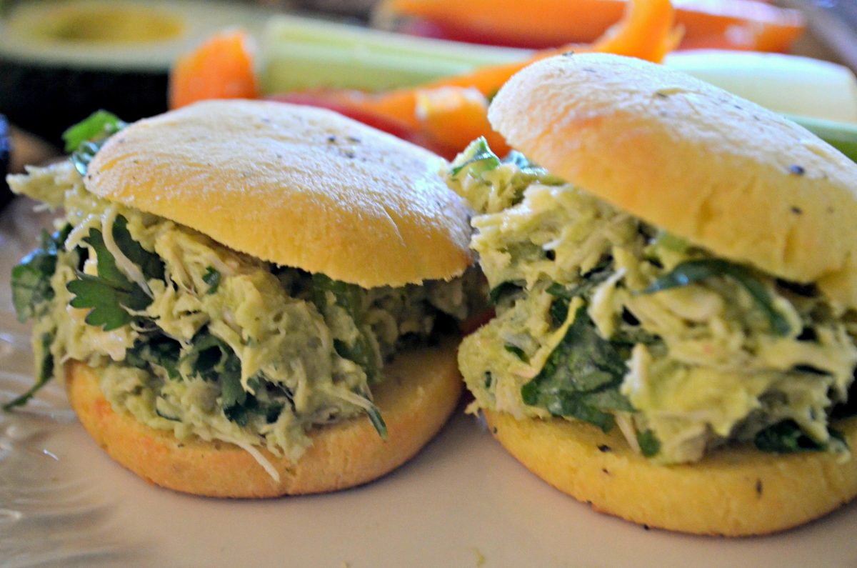 Avocado Chicken Salad sandwiches on keto rolls