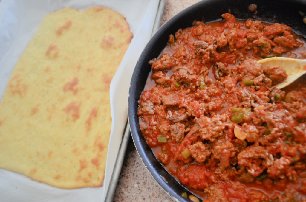 fathead dough and meat sauce 