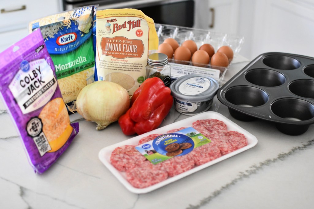 ingredients for sausage keto muffins