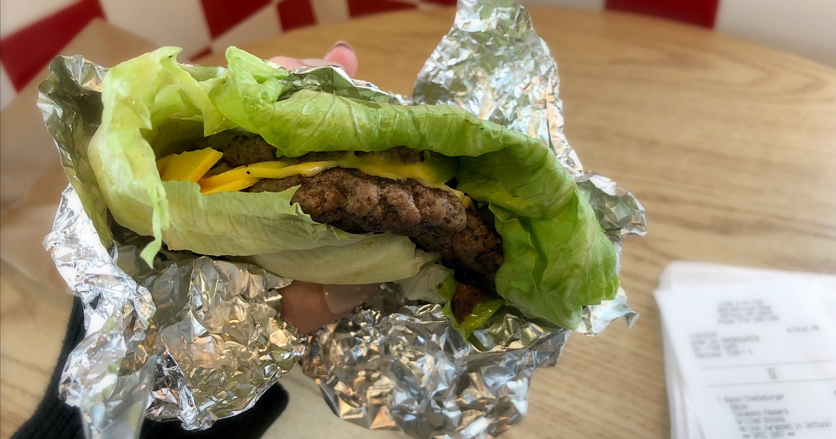 keto lettuce wrapped burger from five guys