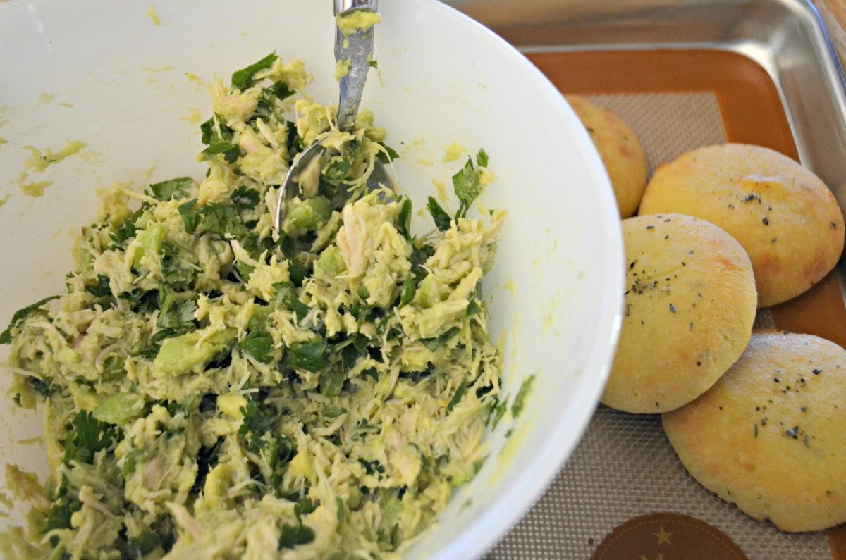 mixing Avocado Chicken Salad