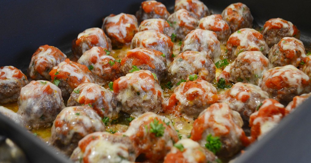 keto meatballs on baking sheet