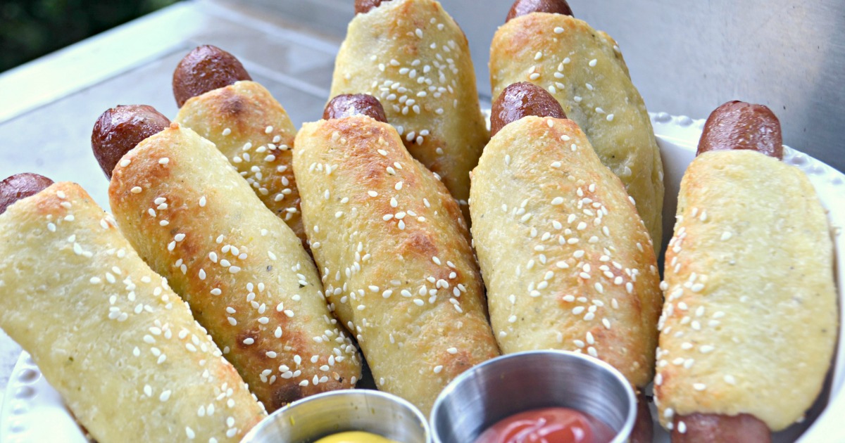 low carb pigs in a blanket arranged on a plate