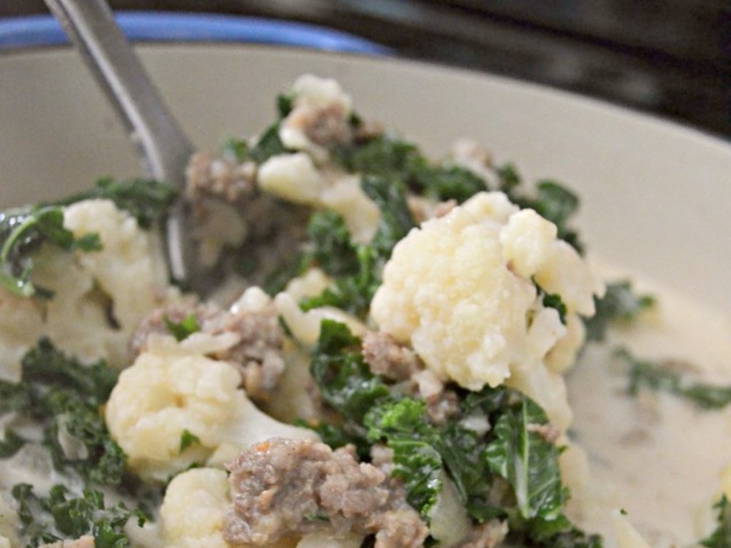 spoonful of keto Zuppa Toscana