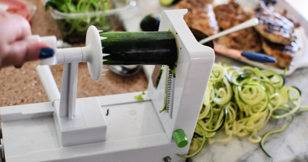 making zoodles using a spiralizer