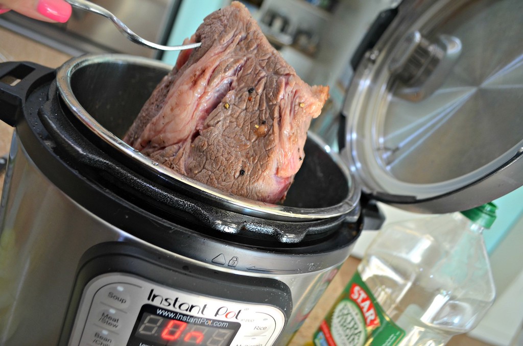 taking Italian beef roast out of Instant Pot 