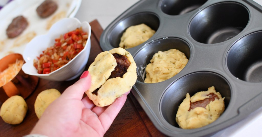 putting sausage muffins