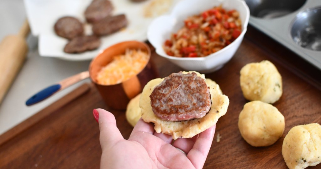 stuffing fathead dough with sausage