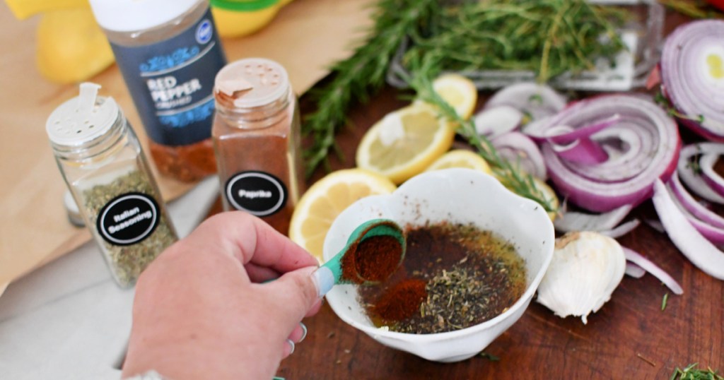 adding seasonings to butter