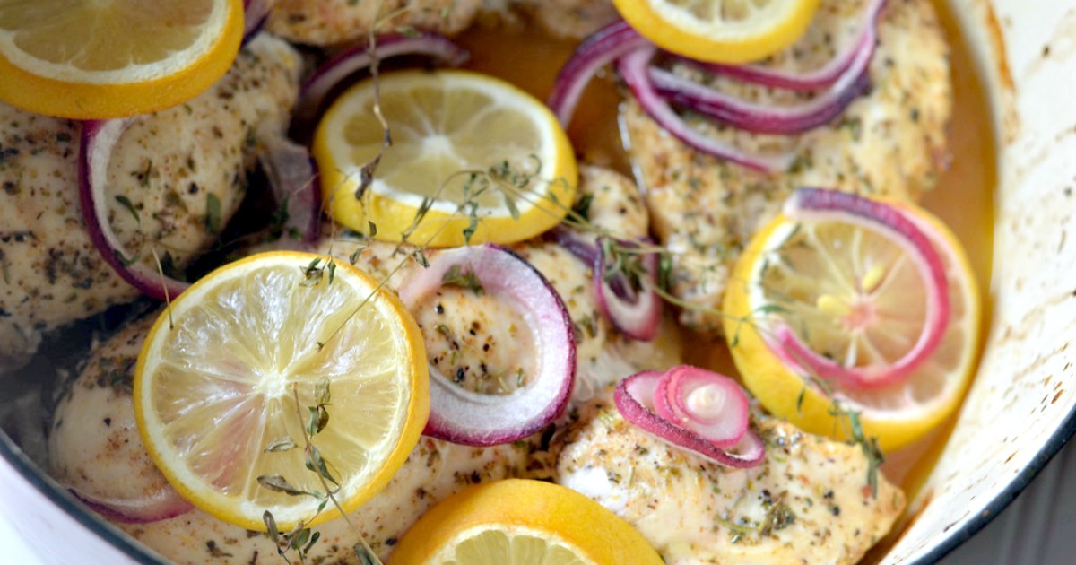 keto roasted chicken with lemons and onion