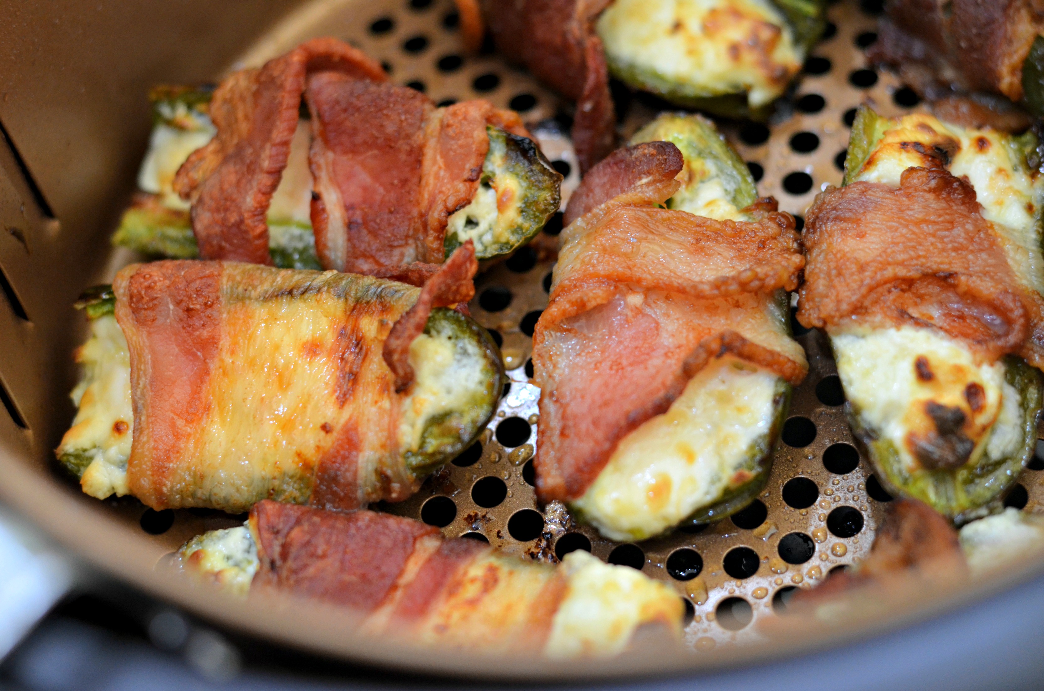 These bacon wrapped jalapeno air poppers in the air fryer are a crowd-pleaser.