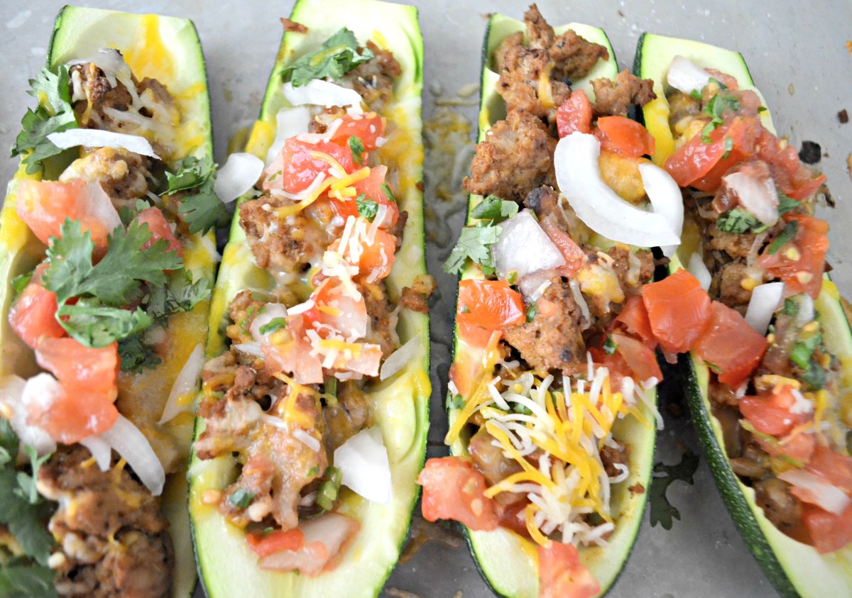keto tacos using zucchini boats as shells