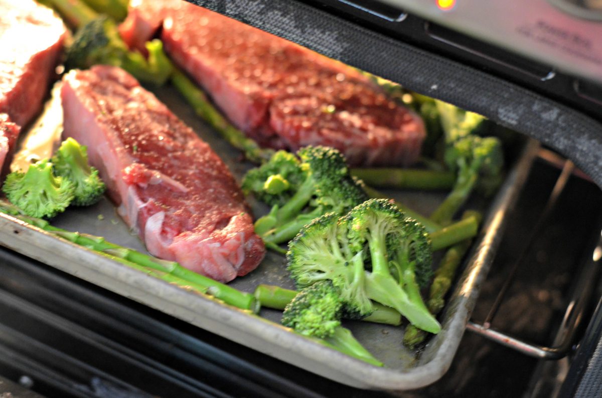 Keto Steak and Veggies Sheet Pan Dinner with Garlic Caper Butter