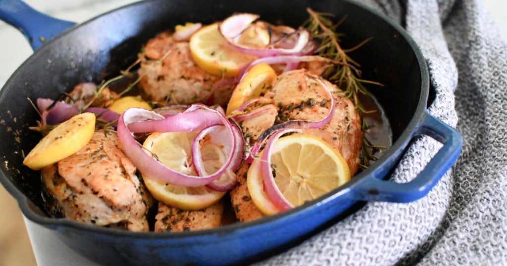 skillet with lemon roasted chicken