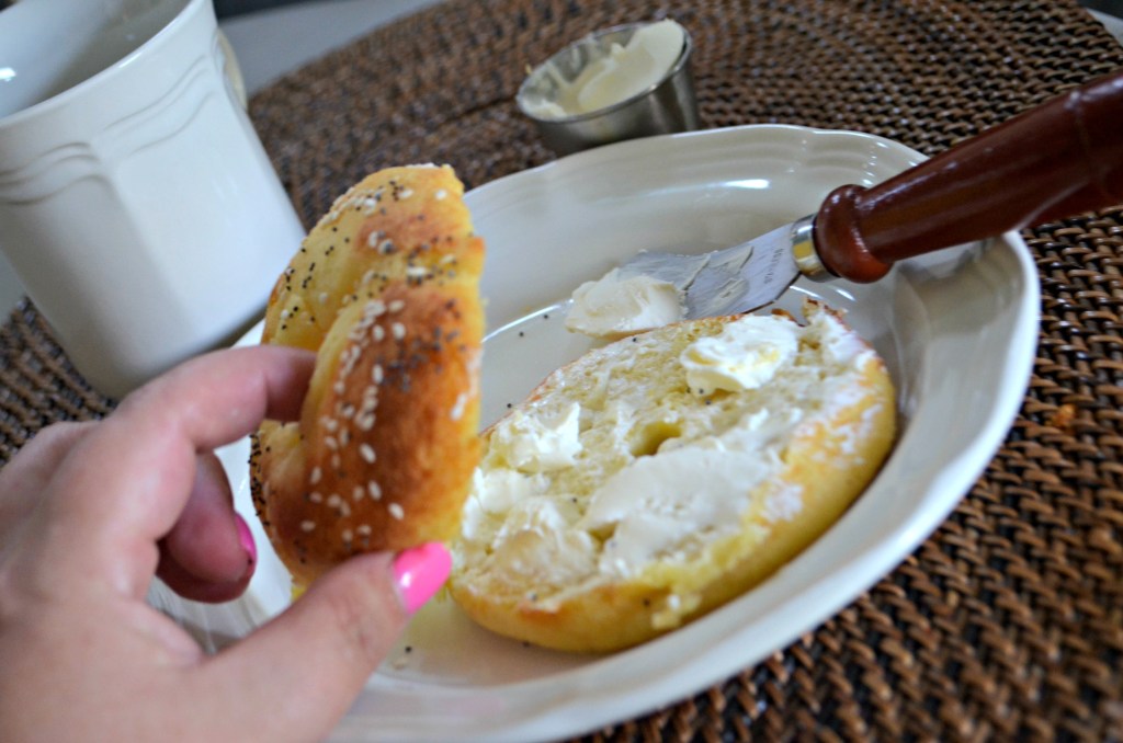 keto bagel with cream cheese