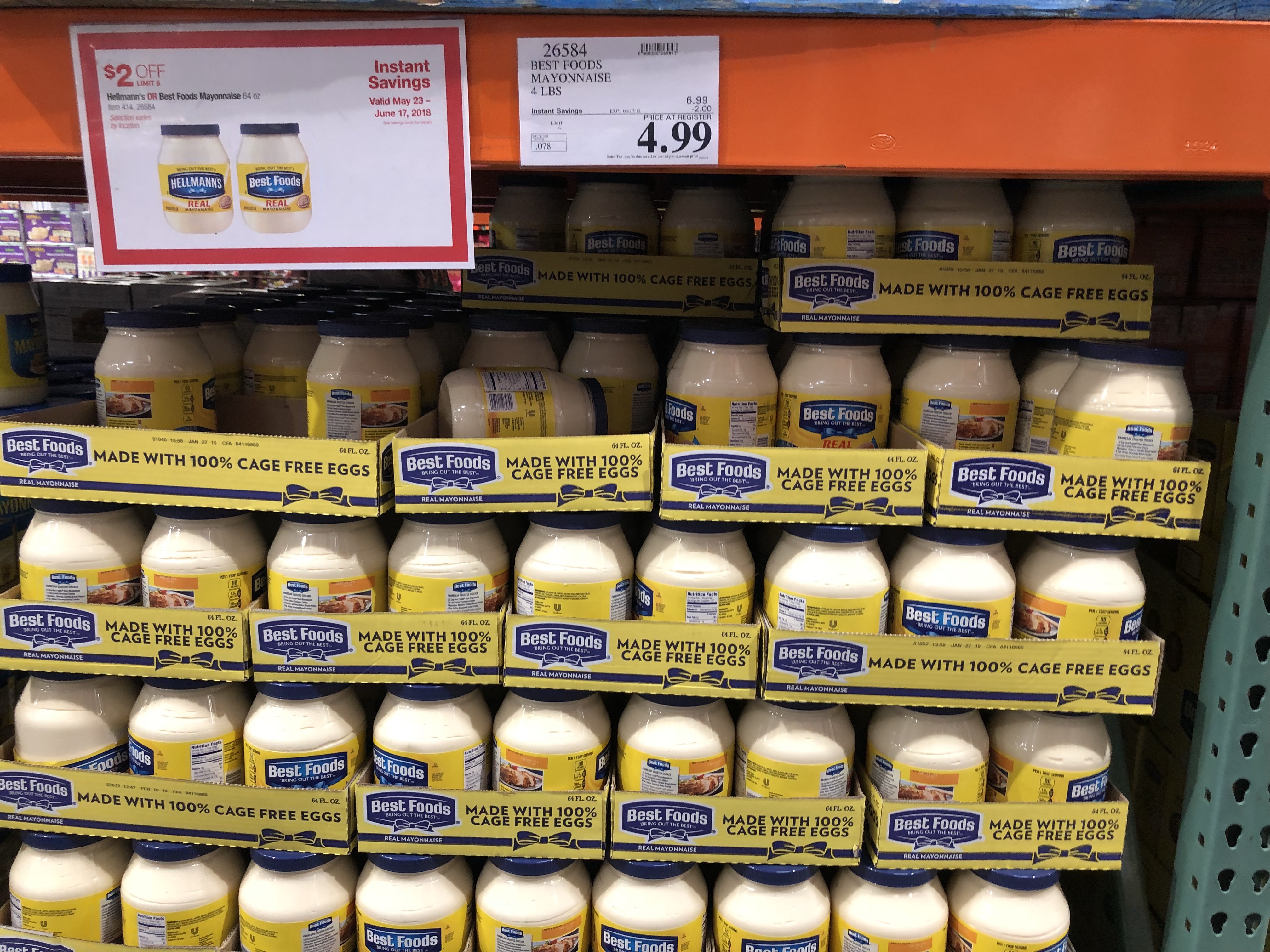 new costco instant savings deals – mayonnaise on a shelf
