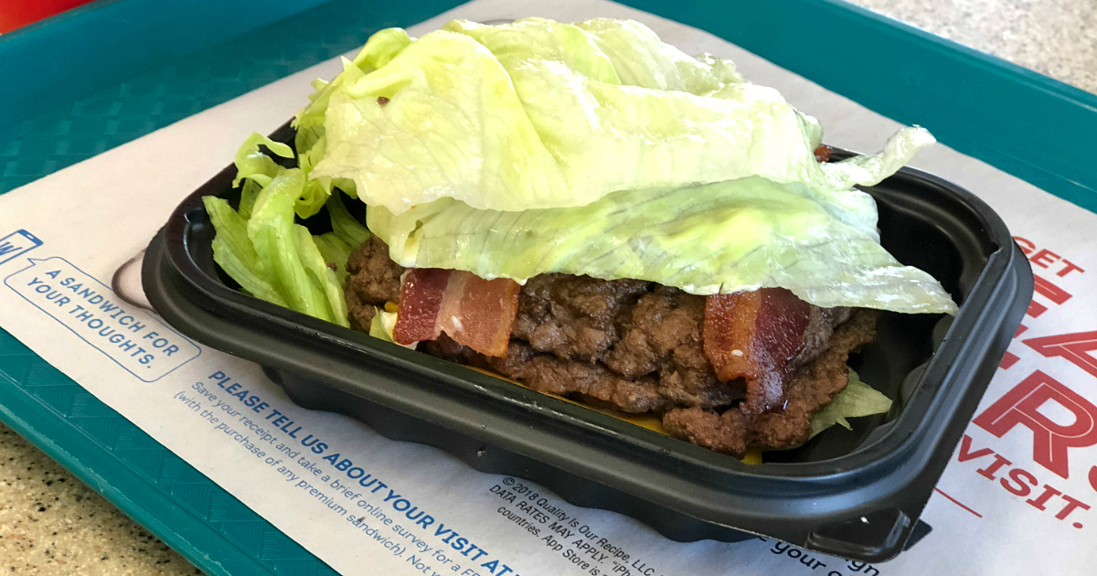 wendys baconator burger deal - wendy's half pound baconator on a tray