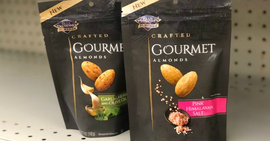 2 bags of Blue Diamond gourmet almonds 