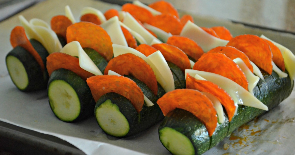 keto hasselback zucchini recipe uses Hormel pepperoni slices
