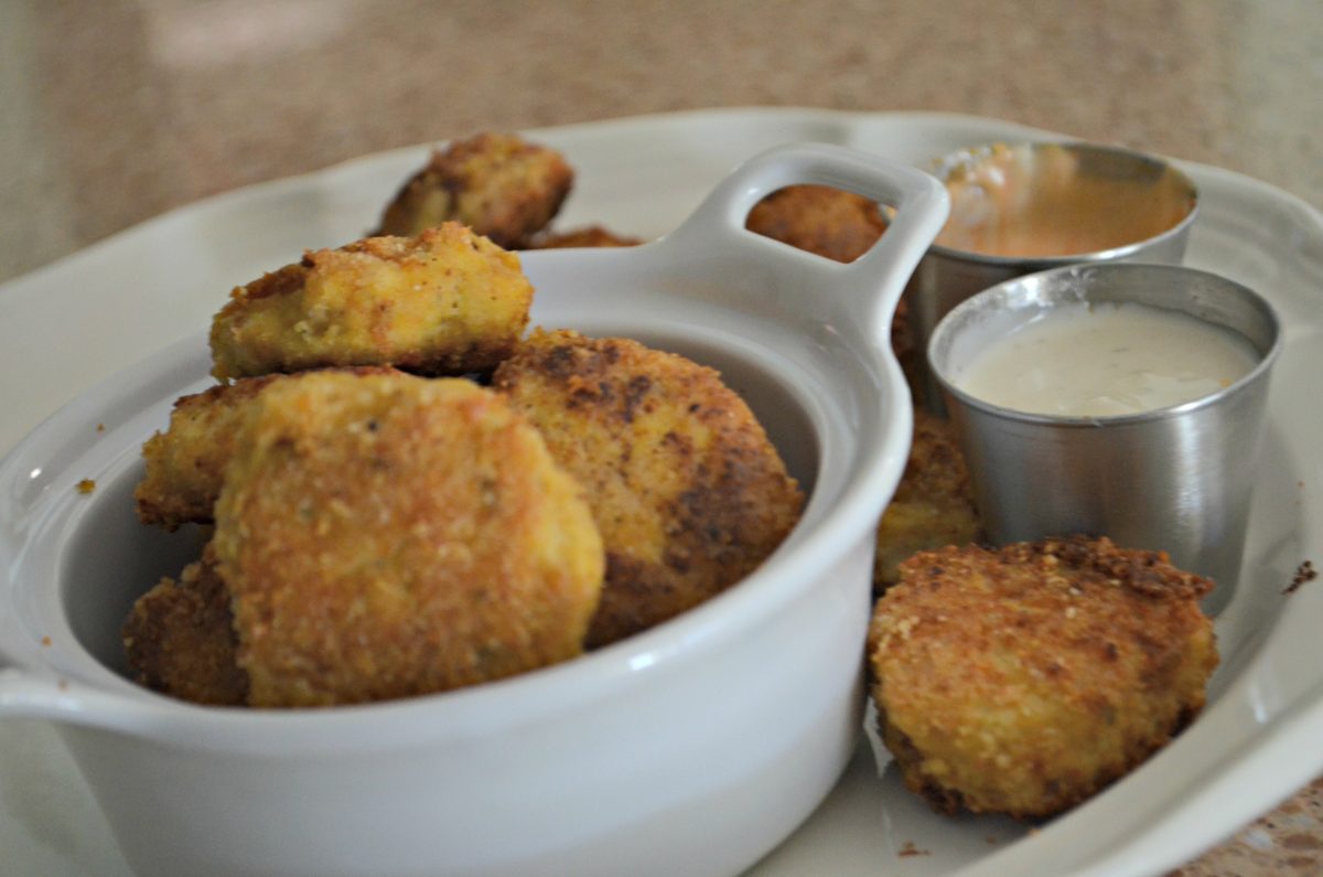 a few keto chicken nuggets on a plate 