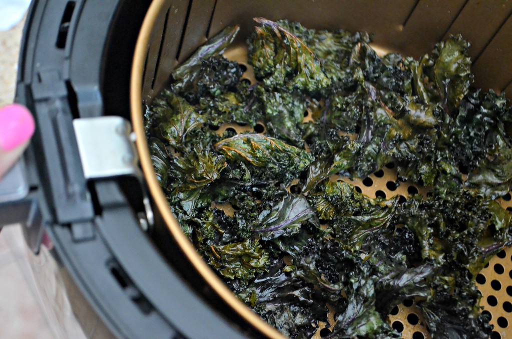 keto air fryer kale chips - kale cooked in the air fryer