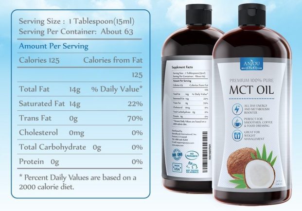 amazon deal anjou premium mct oil – nutritional label closeup