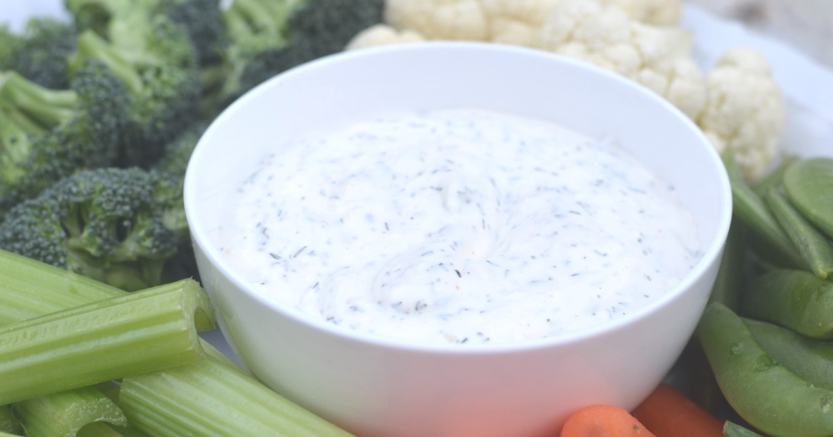 keto dill dip in a bowl made from scratch