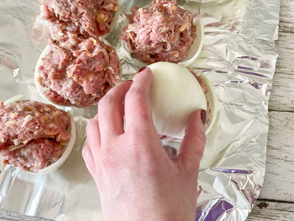 making onion burger bombs 