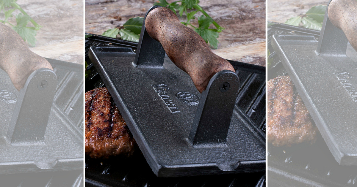 This Victoria cast iron bacon press is a reduced price Macy's deal
