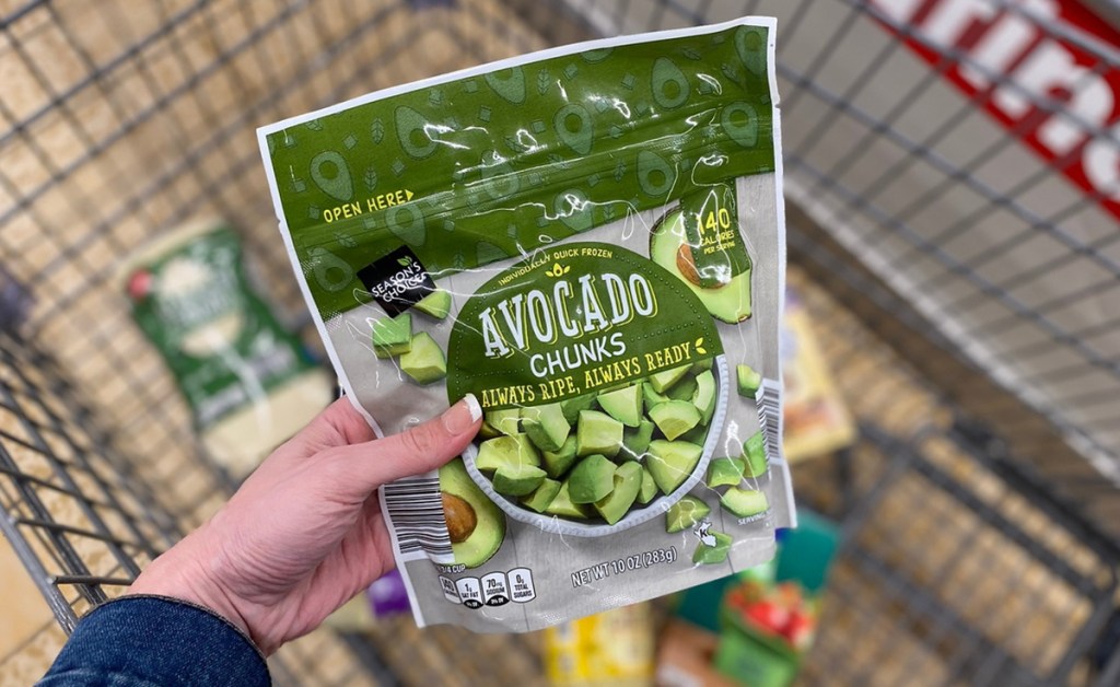 a bag of frozen avocado chunks is a best keto find at aldi