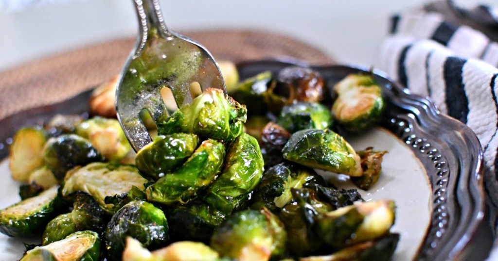 brussels sprouts on a fork