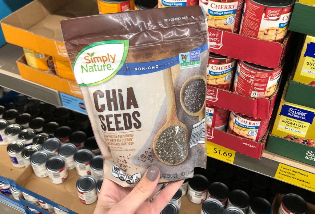 hand holding bag of chia seeds