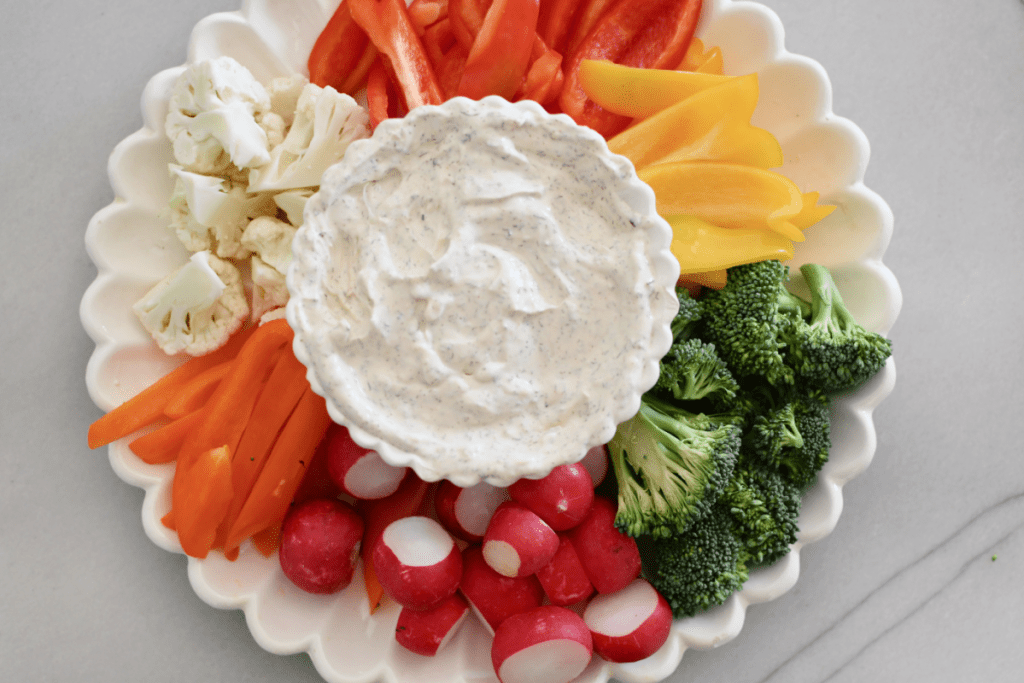 dill dip platter on the counter