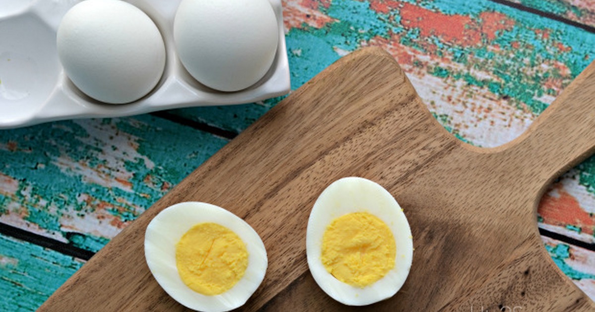 hard boiled eggs on a cutting board
