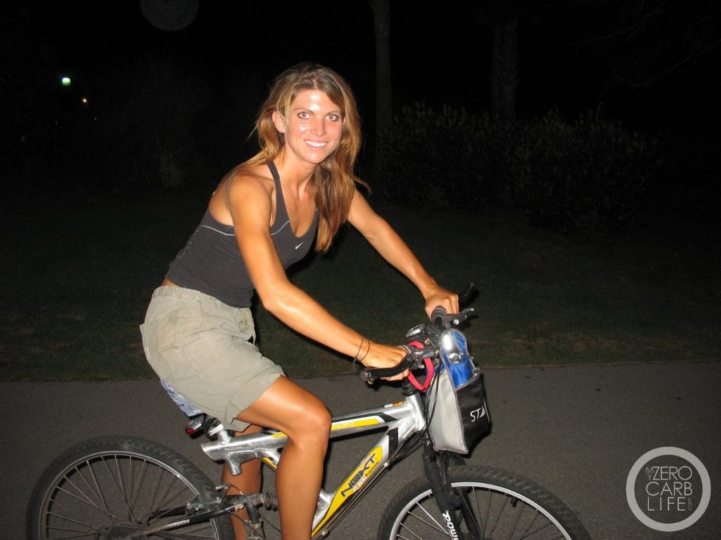 woman on carnivore diet riding a bike