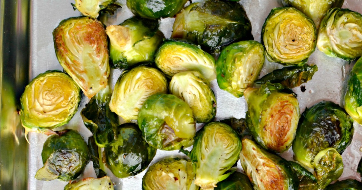 Brussels Sprouts on a baking sheet
