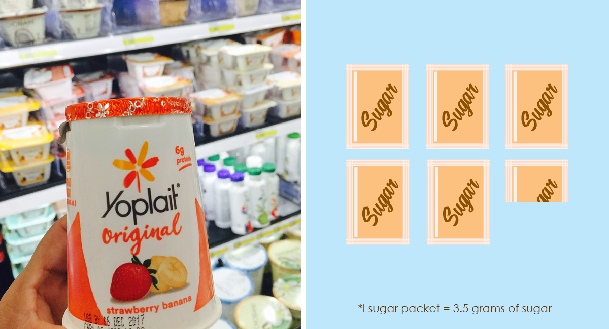 foods with hidden sugar and keto options — yoplait yogurt sugar packet comparison