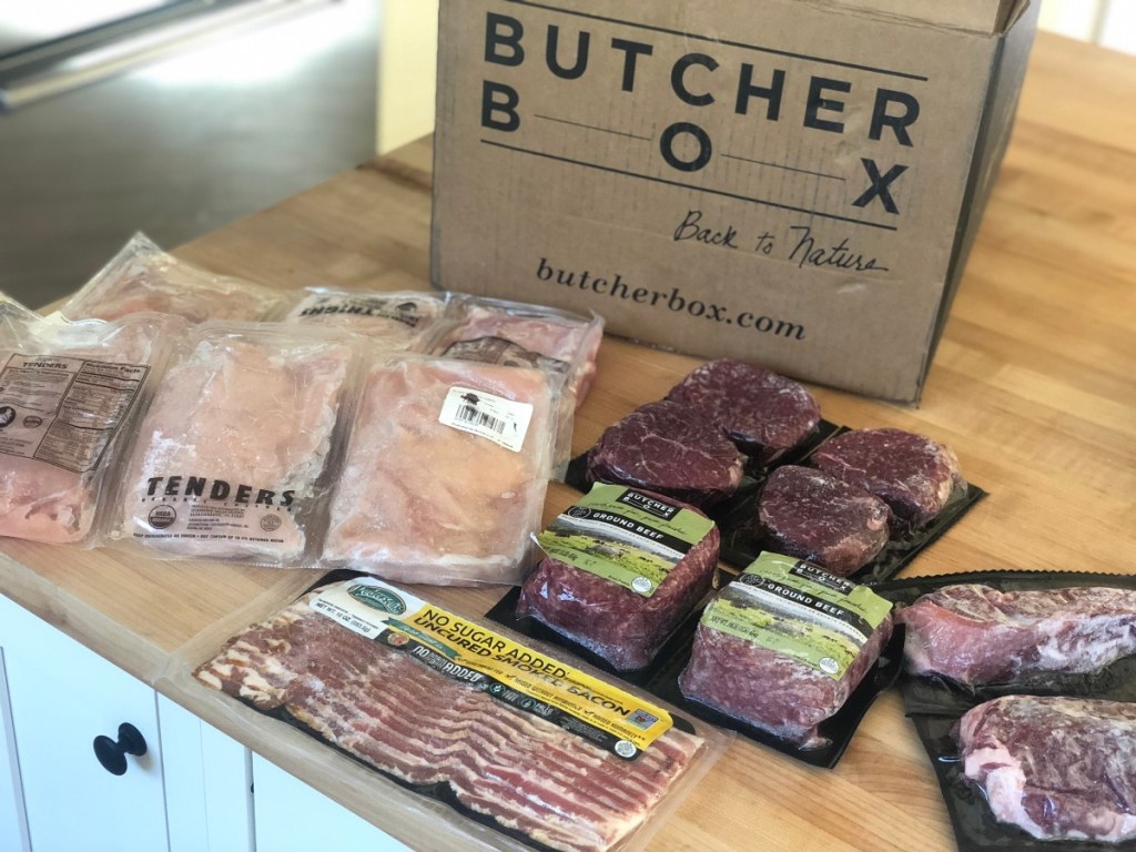 butcher box meats on counter