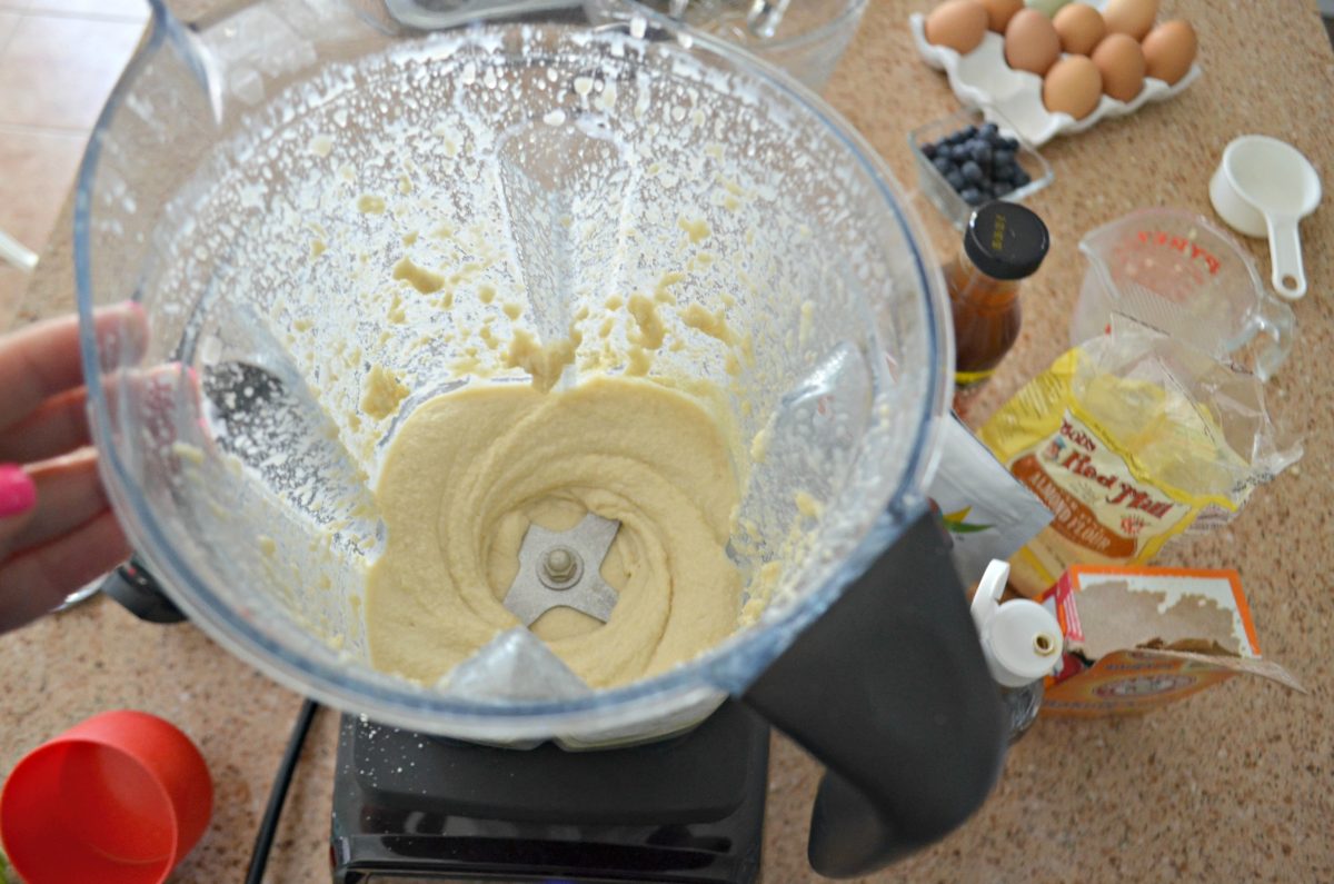 Keto Mini Blueberry Pancake Bites - Mixing the batter in a blender