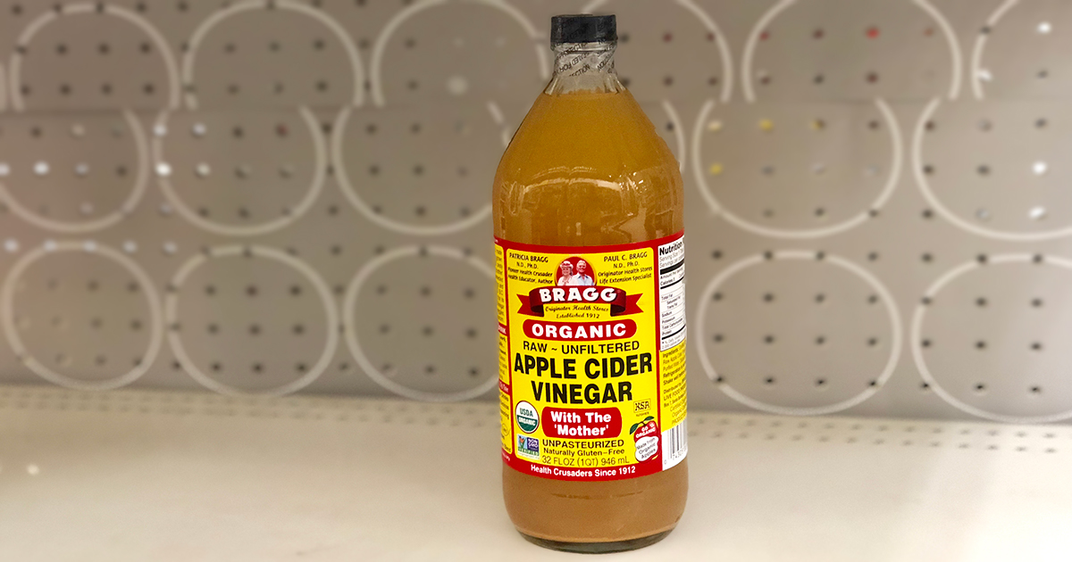 bragg apple cider vinegar on shelf