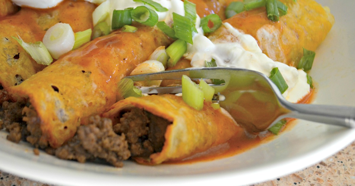 keto ground beef enchiladas on a plate