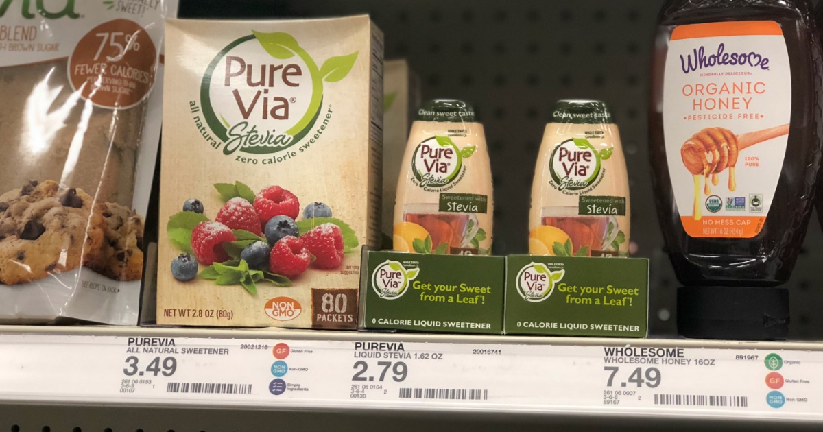 deal pure via stevia sweetener target - products on a shelf