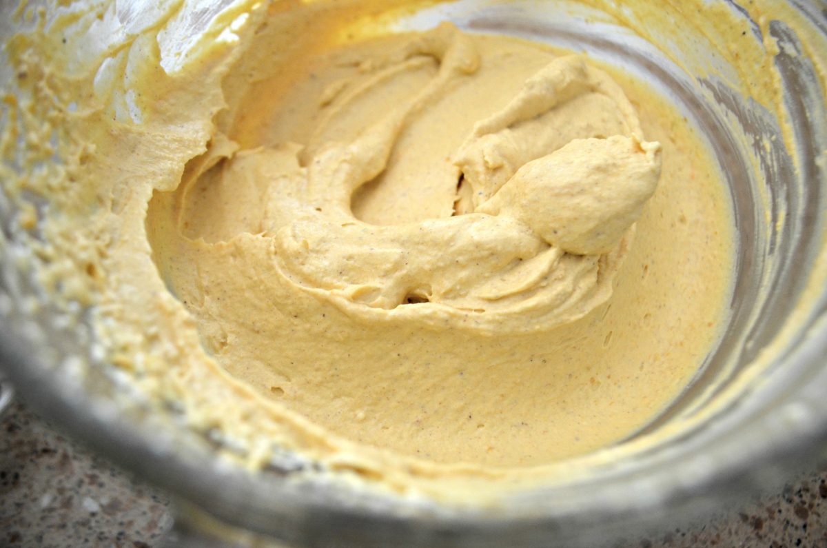 Keto Sugar Free Pumpkin Cheesecake Mousse - the puree in the mixing bowl