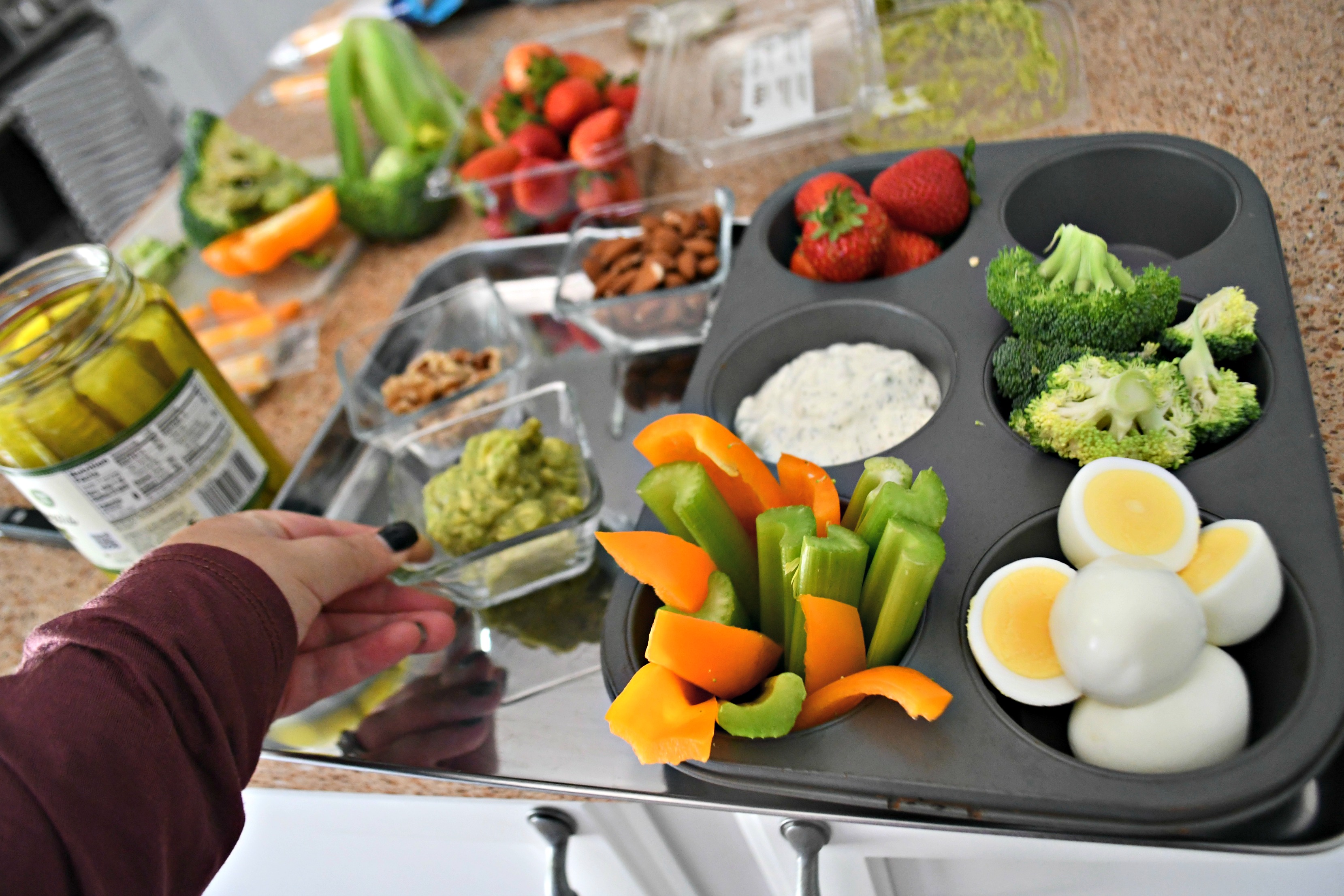 EASY Snack Based Keto Dinner - food arranged in trays