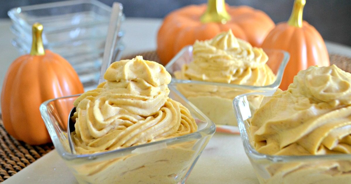 low car keto pumpkin mousse in bowl