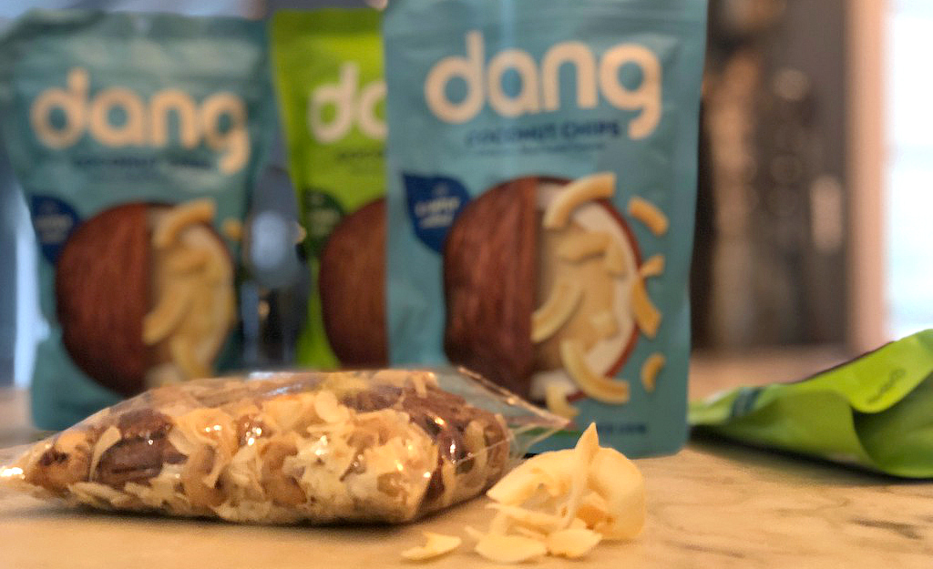 These bags of dang coconut chips in a ziplock bag are great for keto