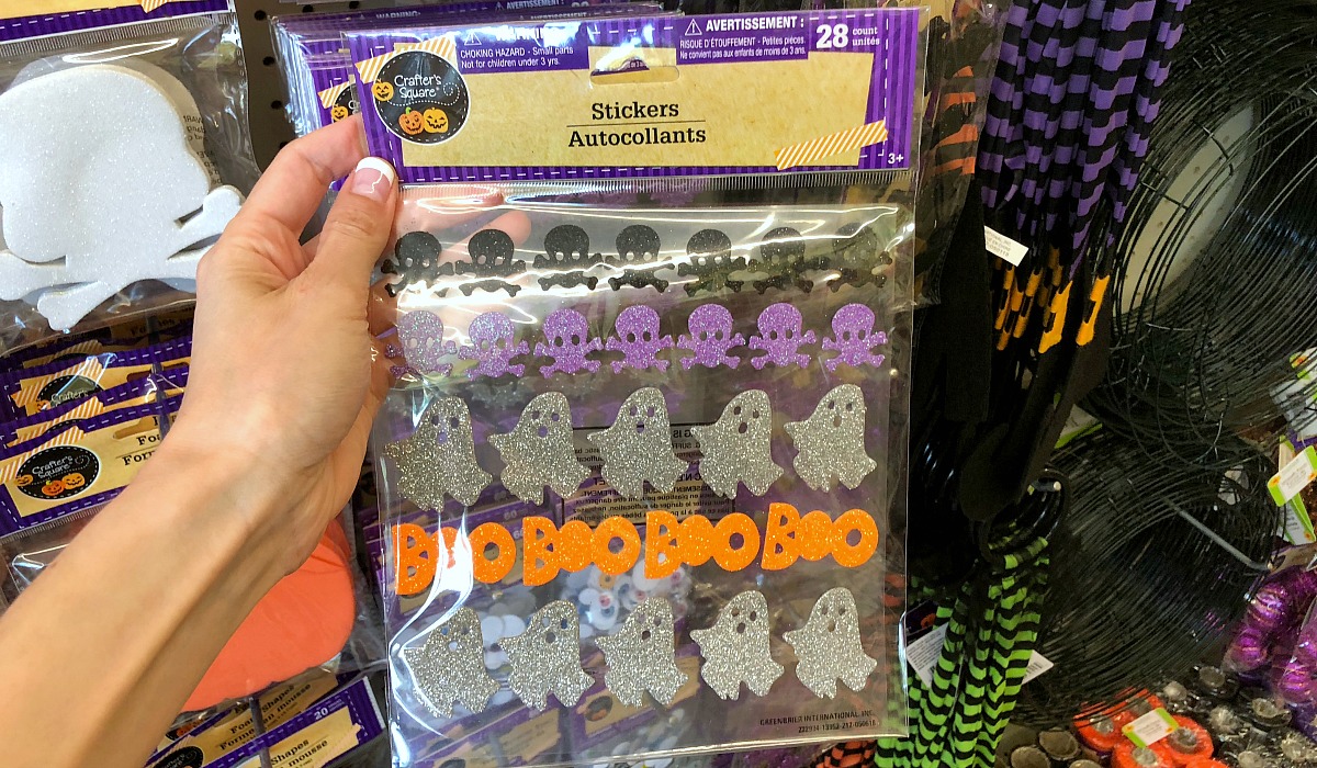 halloween dollar tree teal pumpkin non-candy treat ideas - sticker sheets of glitter stickers from dollar tree